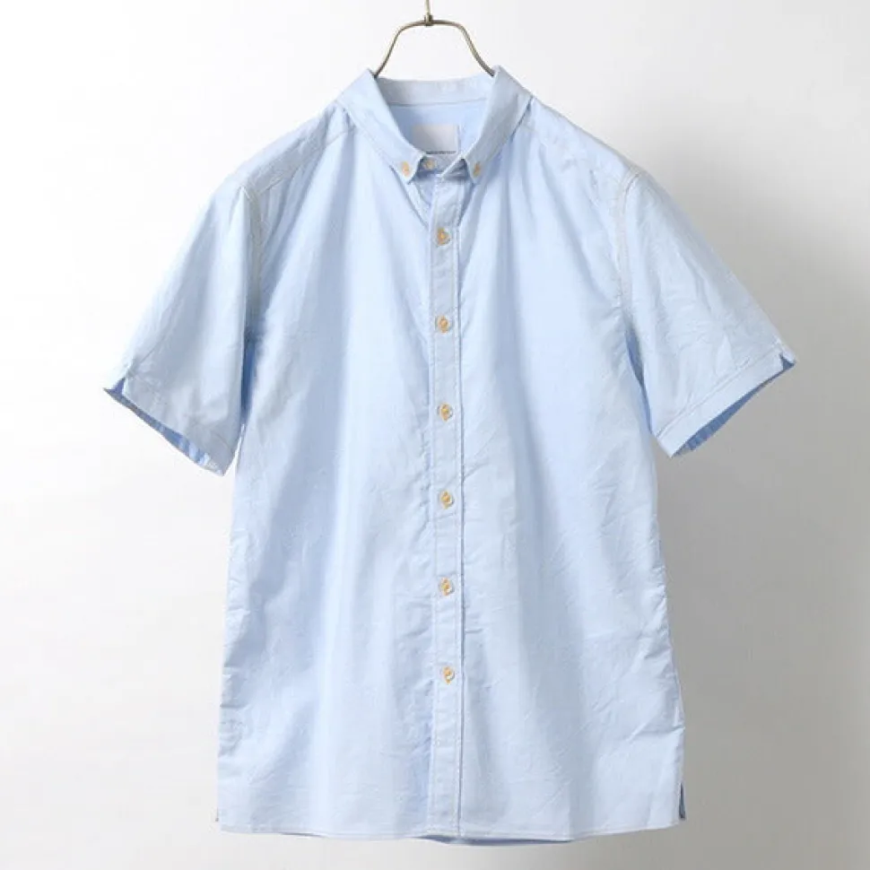 RE MADE IN TOKYO JAPAN / Yellow Stitched Short Sleeve Button Down Shirt