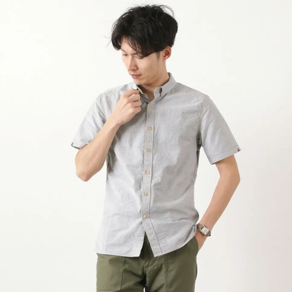 RE MADE IN TOKYO JAPAN / Yellow Stitched Short Sleeve Button Down Shirt
