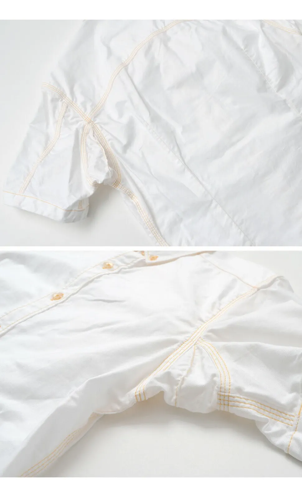 RE MADE IN TOKYO JAPAN / Yellow Stitched Short Sleeve Button Down Shirt