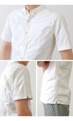 RE MADE IN TOKYO JAPAN / Yellow Stitched Short Sleeve Button Down Shirt