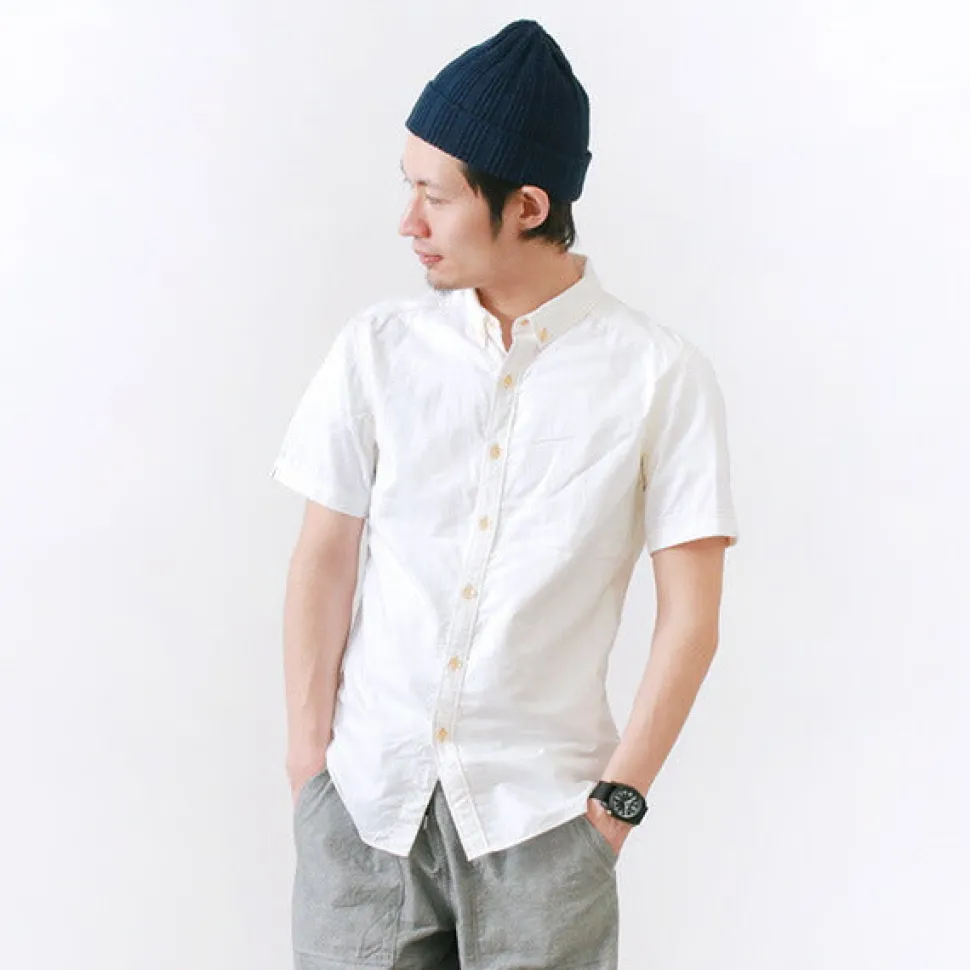 RE MADE IN TOKYO JAPAN / Yellow Stitched Short Sleeve Button Down Shirt