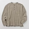 REMI RELIEF / Melange Jersey Long Sleeve Henley Neck Pocket T-Shirt
