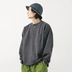 REMI RELIEF / Melange Jersey Long Sleeve Henley Neck Pocket T-Shirt