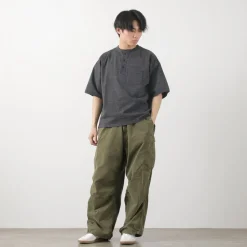 REMI RELIEF / Melange jersey short sleeve henley neck pocket T-shirt