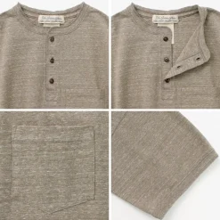 REMI RELIEF / Melange jersey short sleeve henley neck pocket T-shirt
