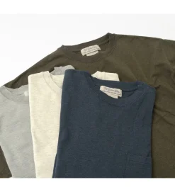 REMI RELIEF / Melange jersey long sleeve crew pocket T-shirt