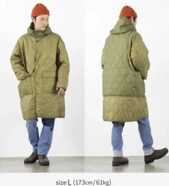 REMI RELIEF / Nylon Rip Gourd Quilted Coat Hoodie