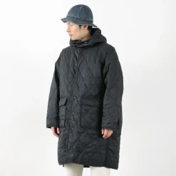 REMI RELIEF / Nylon Rip Gourd Quilted Coat Hoodie