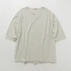 ROCOCO / Linen Cotton Key Neck T-Shirt