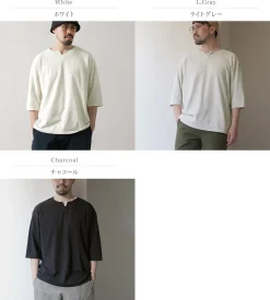 ROCOCO / Linen Cotton Key Neck T-Shirt