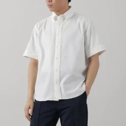 ROCOCO / Pique Short Sleeve Button Down Shirt