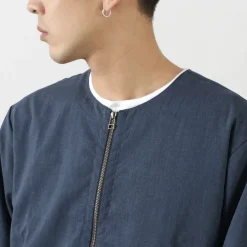 ROCOCO / Polylammy Coolmax stretch collarless shirt cardigan