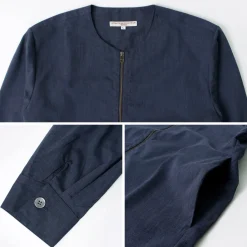 ROCOCO / Polylammy Coolmax stretch collarless shirt cardigan