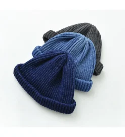 ROTOTO / Indigo Cotton Roll Up Beanie