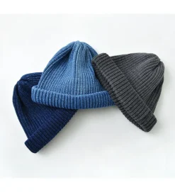 ROTOTO / Indigo Cotton Roll Up Beanie