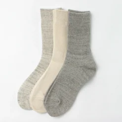 ROTOTO / R1427 Organic Daily 3 Pack Ribbed Crew Socks