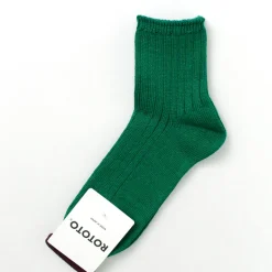 ROTOTO / R1462 Short linen cotton ribbed socks