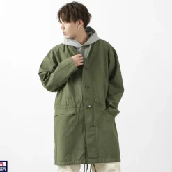 ROYAL NAVY / Snow camo collarless overcoat