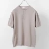 SOGLIA / Cotton Fitted Seamless Henry Neck Knit Tee
