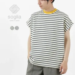 SOGLIA / Open End French Sleeve T-Shirt Striped