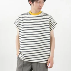SOGLIA / Open End French Sleeve T-Shirt Striped