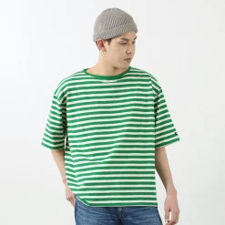 TIEASY / HDCS Big stripe boat-neck T-shirt
