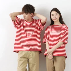 TIEASY / HDCS Big stripe boat-neck T-shirt