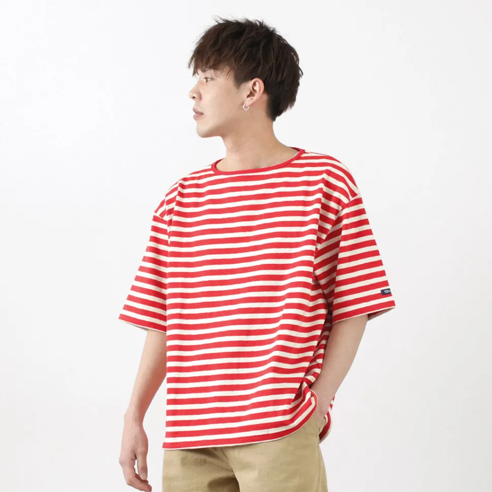 TIEASY / HDCS Big stripe boat-neck T-shirt