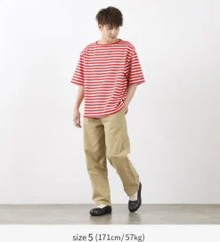 TIEASY / HDCS Big stripe boat-neck T-shirt