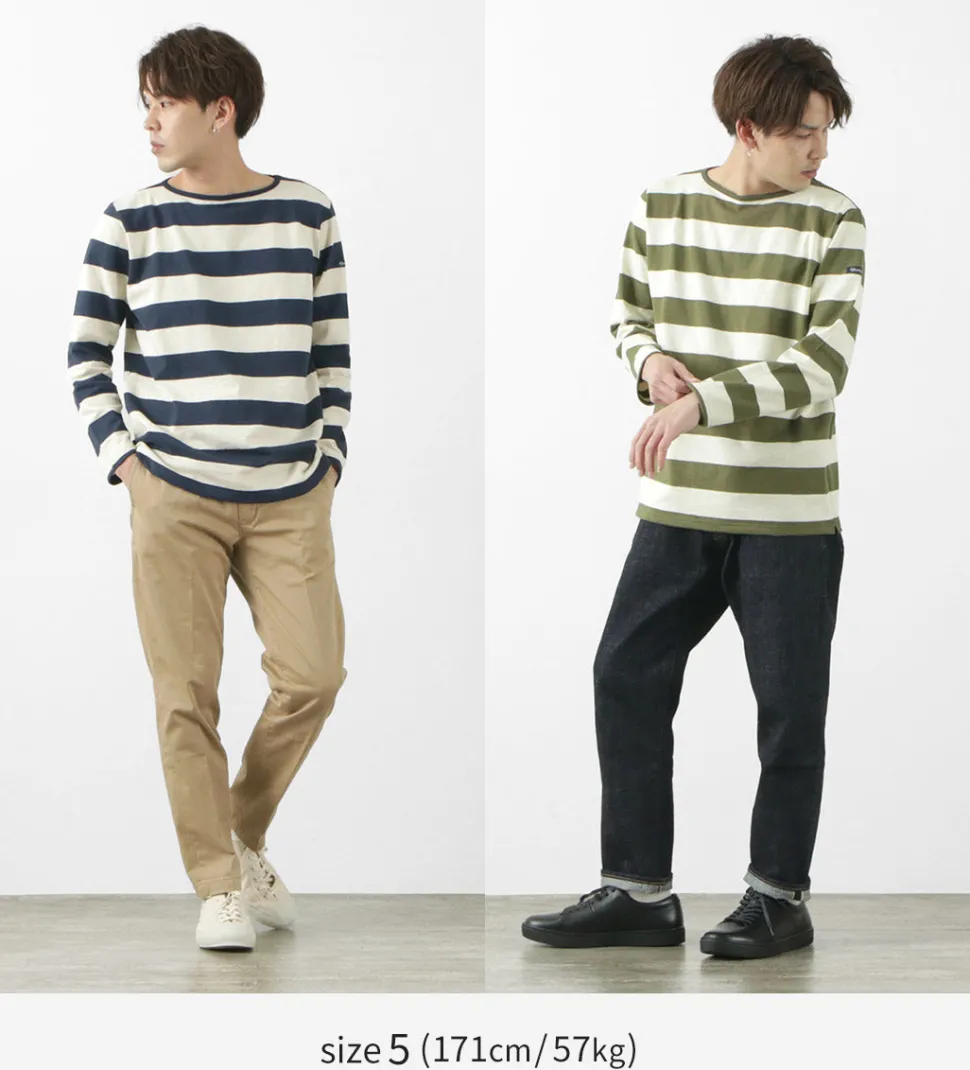 TIEASY / HDCS Boat neck wide stripe basque shirt