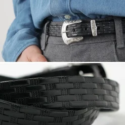 TORY LEATHER / 3/4 inch Western Belt Basket Weave