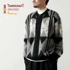 TOWN CRAFT / Vintage Jacquard Zip Cardigan