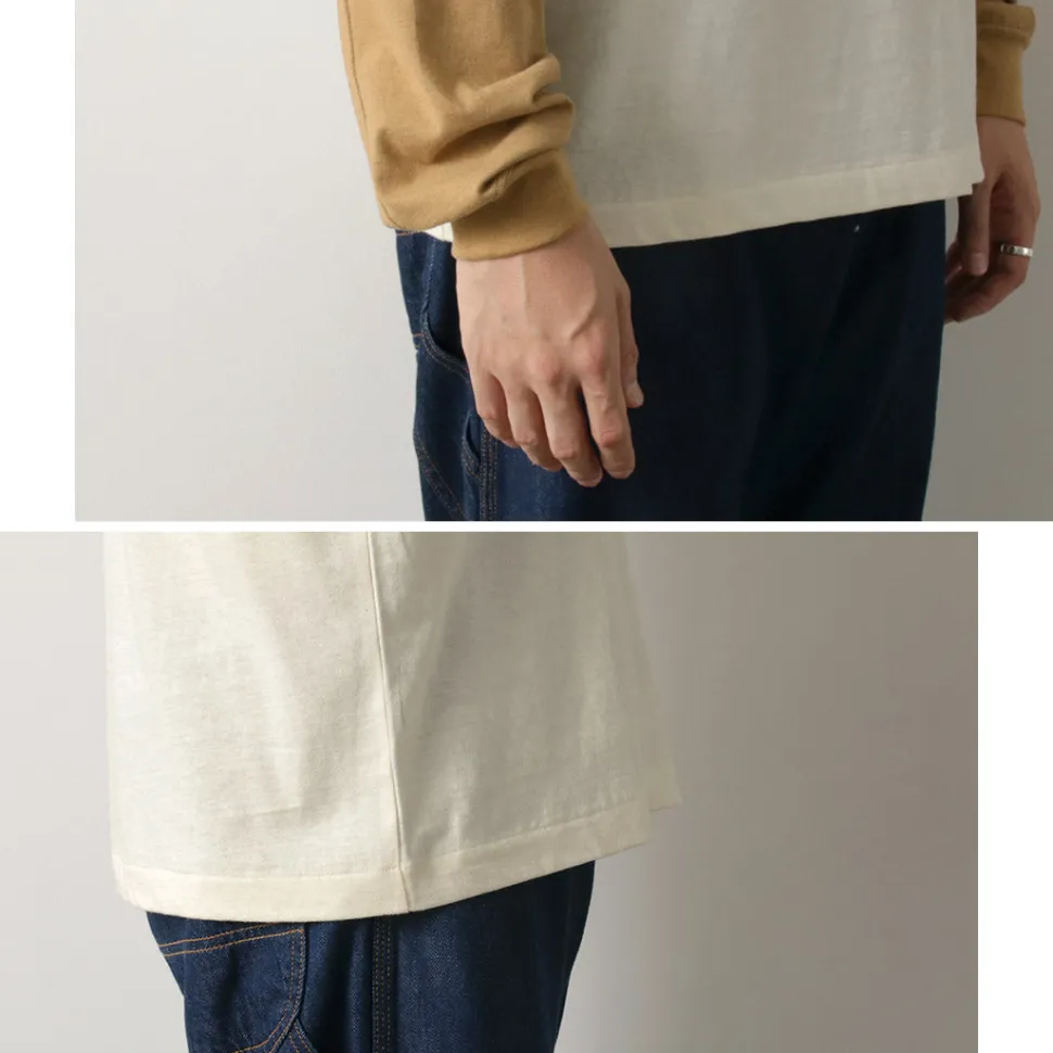 UNDYED / Long Sleeve Combi T-Shirt Colored Organic Cotton