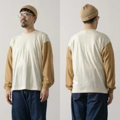 UNDYED / Long Sleeve Combi T-Shirt Colored Organic Cotton