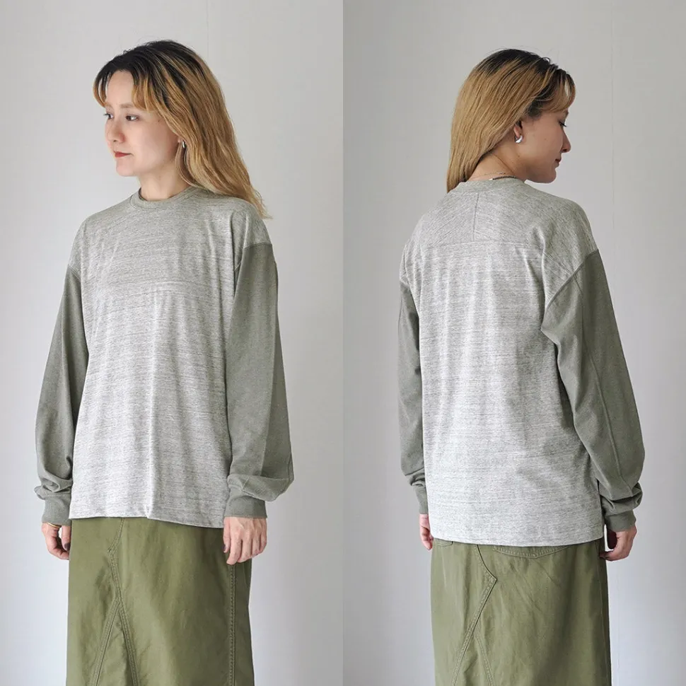 UNDYED / Long Sleeve Combi T-Shirt Colored Organic Cotton