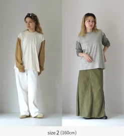 UNDYED / Long Sleeve Combi T-Shirt Colored Organic Cotton