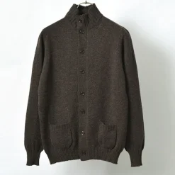 WILLIAM LOCKIE / Lambs Wool Turtleneck Cardigan