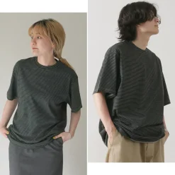 YONETOMI NEW BASIC / Garment Dye Striped T-Shirt