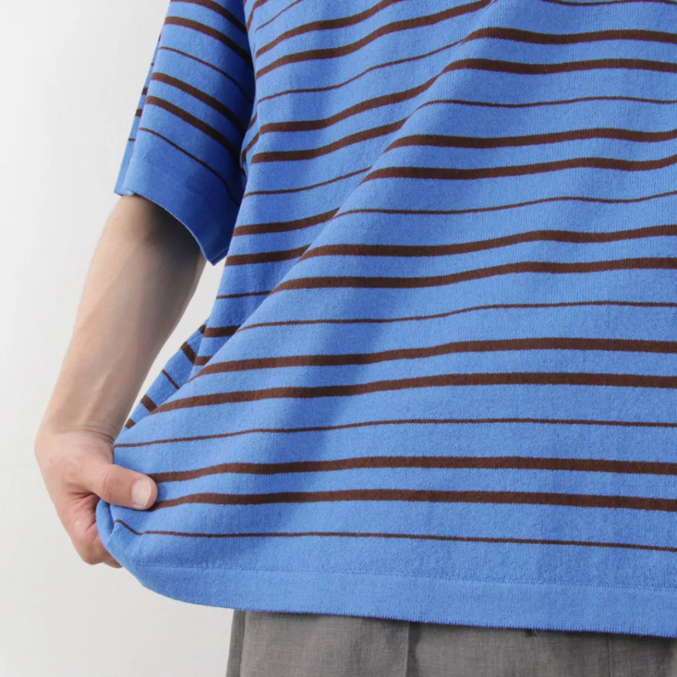 YONETOMI NEW BASIC / Light Wave Cotton Knitted Pullover T-shirt