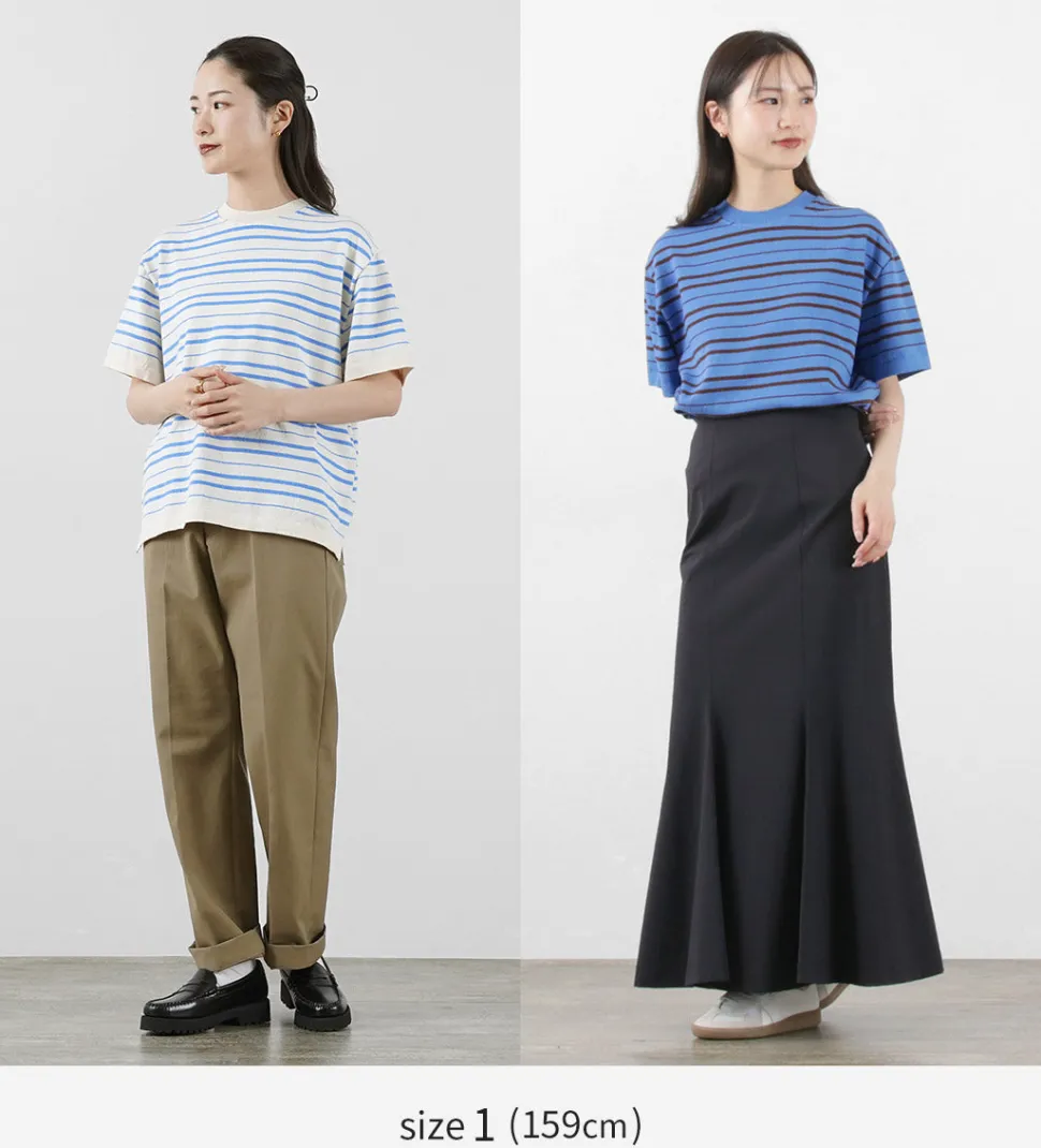 YONETOMI NEW BASIC / Light Wave Cotton Knitted Pullover T-shirt