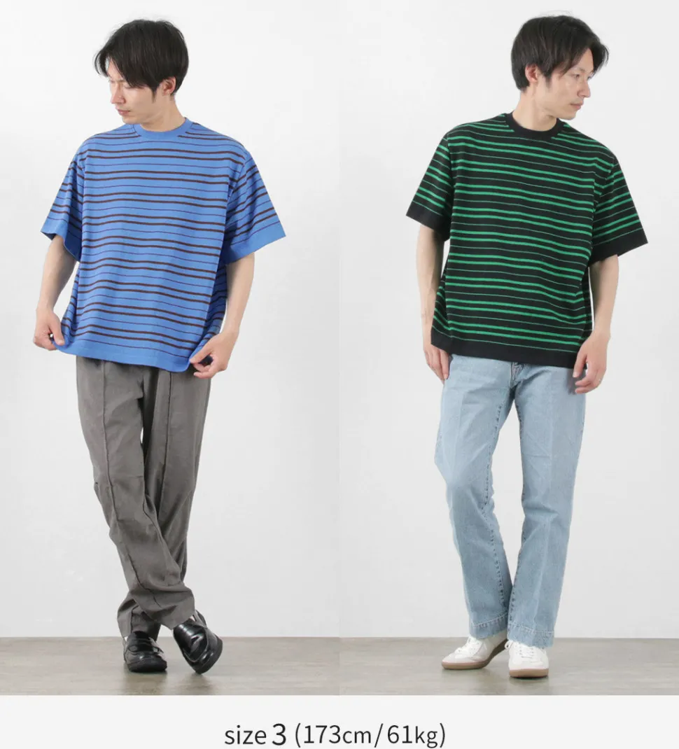 YONETOMI NEW BASIC / Light Wave Cotton Knitted Pullover T-shirt