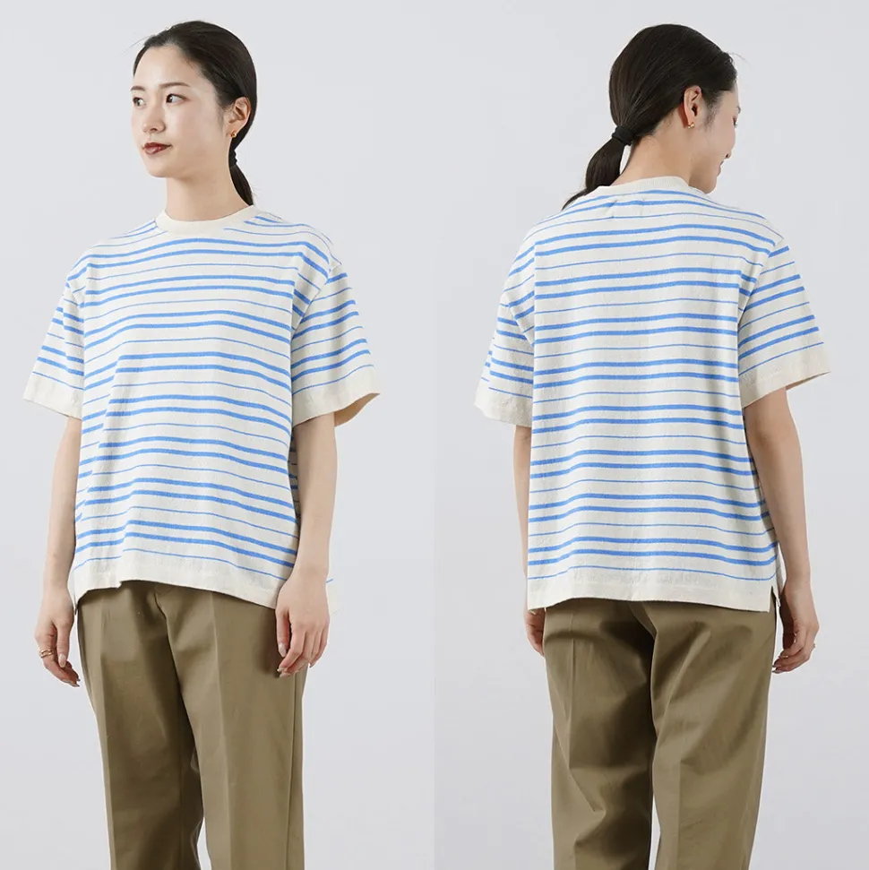 YONETOMI NEW BASIC / Light Wave Cotton Knitted Pullover T-shirt