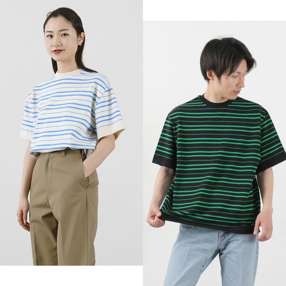 YONETOMI NEW BASIC / Light Wave Cotton Knitted Pullover T-shirt